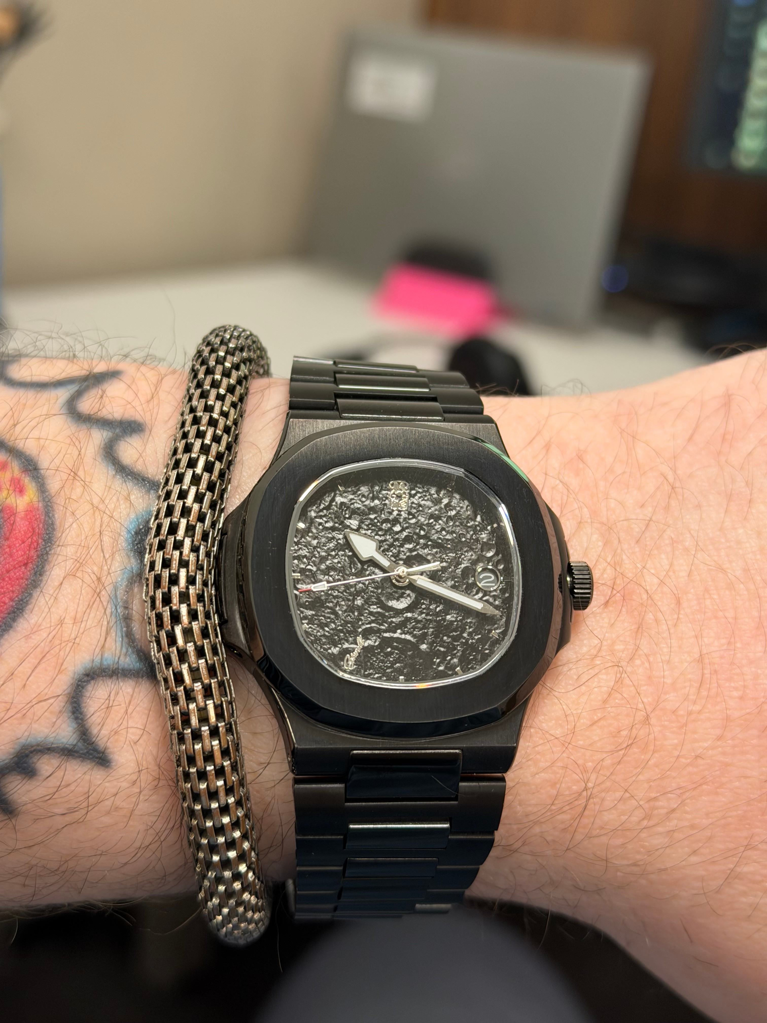 Not-a-Naut on Colin's wrist
